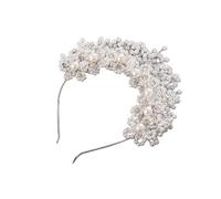 Tesia da corona di gioielli per capelli per donne in oro/argento a banda per capelli Donne imitazione perle a banda per capelli tiara fatta a mano imitazione perle corona