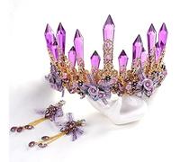 Tesia da corona di gioielli per capelli per donne lussuose fiore viola fiore di cristallo da sposa a fiore di matrici orecchie da sposa splendide copricapo bellissimo copricapo