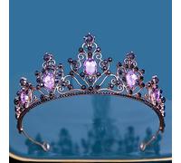 Tesia da corona di gioielli per capelli per donne ragazze vintage barocche Crystal Crown Belierria Tiara Women Birthdate Blue Blue Rhinestone Accessori per corona nuziale (colore: viola nero)
