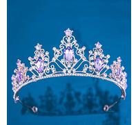 Tesia da corona di gioielli per capelli per donne ragazze vintage barocche Crystal Crown Capelli Tiara Birthday Birthday Blue Blue Rhinestone Accessori per corona nuziale (Colore: Oro Purple)