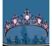 Tesia da corona di gioielli per capelli per donne ragazze vintage barocche Crystal Crown Capelli Tiara Birthday Birthday Blue Blue Rhinestone Accessori per corona da sposa (colore: rosa nero)