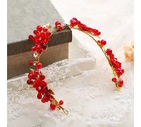 Tesia da corona di gioielli per capelli per donne rossi fiore rosso strass fascia fatta per capelli fatti a mano con teragia corona per capelli accessori per capelli di gagalu (colore: 14)
