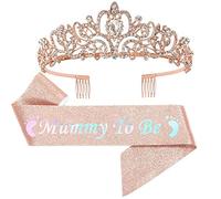 Tesia da corona di gioielli per capelli per donne Shiny Princess Crown con abbigliamento a fascia satinata set di documenti baby shower Mummia per essere decorazione per feste Genere