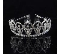 Tesia da corona di gioielli per capelli per donne Tiara da sposa cristallina di lusso moda e corone pettinate per la testa della testa grande gioielleria per capelli per matrimoni per donne (colore: