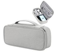Teskyer Travel Tech Pouch - Borsa organizer portatile per cavi, accessori elettronici, custodia organizer da viaggio per caricabatterie, auricolari, power bank e hard disk, Grigio chiaro, 25 x 12 x