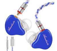 Tesla - Cuffie intrauricolari con cavo da 3,5 mm, doppio driver dinamico Tesla, auricolari con microfono e controllo del volume, cavo staccabile MMCX placcato argento, bassi HiFi semi-trasparenti neri