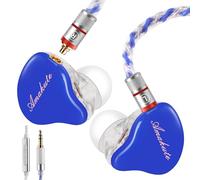 Tesla - Cuffie intrauricolari con cavo da 3,5 mm, doppio driver dinamico Tesla, auricolari con microfono e controllo del volume, cavo staccabile MMCX placcato argento, bassi HiFi semi-trasparenti neri