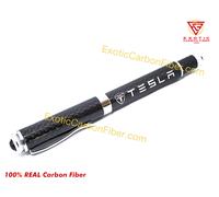 Tesla Grigio Chiaro Testo E Logo Fibra di Carbonio Penna a Sfera - Grande Regalo