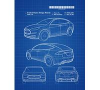 Tesla - Poster auto Tesla Car Patent Print Elon Musk Tesla SpaceX Poster Elon Musk Decor Electric Vehicle Car Blueprint Tesla Gift WB339, Blueprint, 5 x 7