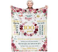 Teslite Regali 100 anni donna, 100° compleanno festa forniture Older Wo, Best Decor 152 x 203 cm coperta idee regalo donna che gira mamma nonna, - bianco