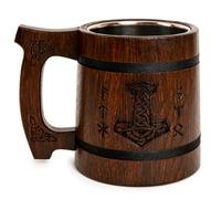 Teslyar 0.6 Tazza Vichinga Birra Viking Vichingo Boccale birra in legno vichingo Regalo Uomo Boccale vichingo Thor regalo san valentino per lui e lei regalo di compleanno regalo per la festa del papà