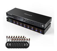 TESmart 8 Porte HDMI Switch KVM 8K@60 Hz, 4K@240 Hz (DSC) per 8 PC e 1 Monitor,Tastiera, Mouse,EDID,LAN, Telecomando a Infrarossicon，2 USB 3.0,Switch Hotkey, Auto Scan&Detect, 8 Cavi USB+HDMI 2.1