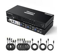 TESmart DP HDMI USB-C KVM Switch, 3 monitor 4 computer USB 3.0 4K a 60Hz, docking station KVM a triplo monitor con MST, supporto blocco rete audio L/R, ricarica, EDID, hotkey/pulsante/interruttore IR