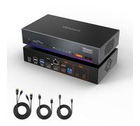 TESmart KVM Switch Thunderbolt 4 per 2 Monitor e 2 PC, 4K@60 Hz, Doppio Display per 1 Laptop (TB4 USB C con Ricarica da 60 W) e 1 PC (HDMI 2.0 DisplayPort 1.4), LAN, EDID, Dock USB 3.0,Audio/Mic