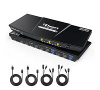 TESmart Switch KVM HDMI DP USB 3.0 per 2 Monitor, 2 PC, 4K 60Hz con EDID, Audio e Microfono, USB per Scanner e Stampanti, Interruttore con Pulsante di Accesso Rapido, Doppio Monitor con 4 Cavi