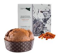 Tesori di Sicilia Panettone Artigianale Tradizionale con Uvetta e Canditi, Scatola "Ù Nonno Pino" come da Tradizione Siciliana, Panettone a lievitazione Naturale 1Kg