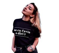 Tesori Di Sicilia T-Shirt Maniche Corte Siciliana Nera Ma Cu L'avia a Diri, Maglia Amanti della Sicilia, Maglietta Uomo Donna Unisex Idea Regalo, TG. M