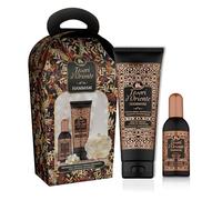 Tesori d'Oriente - Idea Regalo Set Hammam, con Doccia Crema 250 ml e Profumo Aromatico 100 ml, Include Spugna, Fragranza Fiorita e Avvolgente, Note di Mandorlo, Vaniglia e Muschio