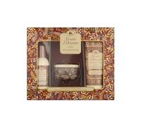 TESORI D'ORIENTE Set regalo Byzantium (doccia crema 250 ml, EDT 100 ml e candela profumata) con rosa nera e labdano, rituali benessere per corpo e sensi