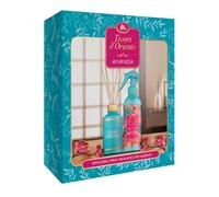 Tesori d'Oriente - Set Regalo, Profumatore per Ambienti con Bastoncini 200 ml e Deodorante Spray per Ambienti 250 ml, Fragranza Ayurveda, Confezione Regalo