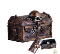 Tesoro - 12 * 7 * 8,5 Cm Schermo Di Legno Vintage | BOWEY BOX Per Ragazze | Box Di Archiviazione Della Raccolta Con Il E I Gioielli A Catena, Grandi Regali Di Party Pirata Dalla Resina Sintetic