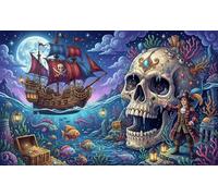 Tesoro della nave pirata teschio Puzzle 1000 Pezzi,Antistress,Cartone Di Qualità,Sfida Impossibile,Adulti E Ragazzi,Gioco Educativo,Decorazione Casa,Idea Regalo,dai 14 Anni 70x50cm