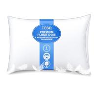 TESQ Oreiller en Plumes de Luxe 50x70 cm avec Triple Couche de Confort, Premium d'oreiller Confort Coussin en Duvet Hygiénique, Remplissage Doux 100% Moelleux Oreiller, Lavable et Respectueux