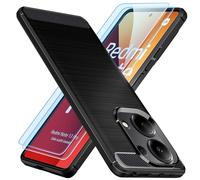 TesRank Cover per Xiaomi Redmi Note 13 Pro 4G (Non per Pro Plus)(Non per 5G)/ Poco M6 Pro 4G + 2 Pezzi Vetro Temperato, [Fibra di Carbonio] [Anti Scivolo] [Anti Antiurto] Morbido TPU Custodia-Nero