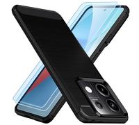 TesRank Cover per Xiaomi Redmi Note 13 Pro 5G(Non per Pro Plus)(Non per 4G) / Poco X6 5G + 2 Pezzi Vetro Temperato, [Fibra di Carbonio] [Anti Scivolo] [Anti Antiurto] Morbido TPU Custodia -Nero
