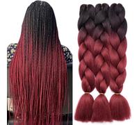 TESS 60 cm Extension per Treccine Africane #5 Rosso/nero intenso, Extension Capelli Treccine 1 Pezzi Jumbo Treccia (100g/Pezzi) Capelli Finti per Treccine