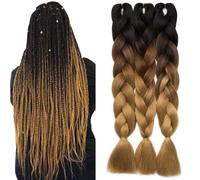 TESS 60 cm Extension per Treccine Africane #53 Nero/Marrone/Marrone Medio, Extension Capelli Treccine 1 Pezzi Jumbo Treccia (100g/Pezzi) Capelli Finti per Treccine