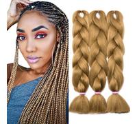 TESS 60 cm Extension per Treccine Africane Biondo Scuro, Extension Capelli Treccine 3 Pezzi Jumbo Treccia (100g/Pezzi) Capelli Finti per Treccine