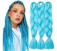 TESS 60 cm Extension per Treccine Africane Blu, Extension Capelli Treccine 3 Pezzi Jumbo Treccia (100g/Pezzi) Capelli Finti per Treccine