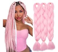 TESS 60 cm Extension per Treccine Africane PINK, Extension Capelli Treccine 1 Pezzi Jumbo Treccia (100g/Pezzi) Capelli Finti per Treccine