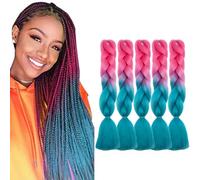 TESS 60 cm Extension per Treccine Africane Rosa/Blu, Extension Capelli Treccine 5 Pezzi Jumbo Treccia (100g/Pezzi) Capelli Finti per Treccine