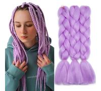 TESS 60 cm Extension per Treccine Africane Viola, Extension Capelli Treccine 3 Pezzi Jumbo Treccia (100g/Pezzi) Capelli Finti per Treccine