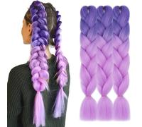 TESS 60 cm Extension per Treccine Africane Viola Scuro/Viola Lavanda, Extension Capelli Treccine 1 pcs Pezzi Jumbo Treccia (100g/Pezzi) Capelli Finti per Treccine