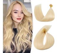 TESS Biondo Extension Capelli Veri Cheratina 45cm, Extension Capelli Veri #613 Biondo Chiaro 100% Capelli Remy 50pcs Extension Cheratina Capelli Veri 50g