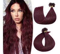 TESS Borgogna Extension Capelli Veri Cheratina 45cm, Extension Capelli Veri 99J#Vino Rosso 100% Capelli Remy 50pcs Extension Cheratina Capelli Veri 50g
