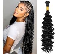 TESS Braiding Hair Extensions Ricci Bulk per Boho Braids Deep Wave Total 50g 1 Bundle Capelli Umani Unprocessed No Weft Nero Naturale 35cm