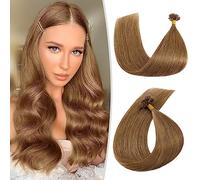 TESS Castano Extension Capelli Veri Cheratina 40cm, Extension Capelli Veri #6 Castagno Chiaro 100% Capelli Remy 50pcs Extension Cheratina Capelli Veri 50g