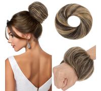 TESS Chignon Capelli Veri Lisci Posticci Donna con Elastico Hair Bun Finto Extension Accessori Capelli 17g #1BP27R Nero Naturale/Biondo Scuro