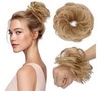 TESS Chignon Capelli Veri Ricci Posticci Donna con Elastico Hair Bun Finto Extension Accessori Capelli 23g #6RP613R Castano/Biondo Chiaro