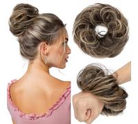 TESS Chignon Capelli Veri Ricci Posticci Donna con Elastico Hair Bun Finto Extension Accessori Capelli 23g #1BP27R Nero Naturale/Biondo Scuro