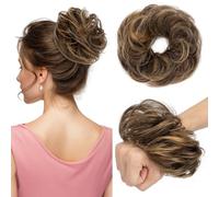 TESS Chignon Capelli Veri Ricci Posticci Donna con Elastico Hair Bun Finto Extension Accessori Capelli 23g #1BP6R Nero Naturale/Castano