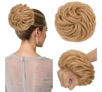TESS Chignon Capelli Veri Ricci Posticci Donna con Elastico Hair Bun Finto Folto Extension Accessori Capelli 45g #27 Biondo Scuro