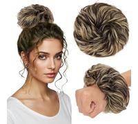 TESS Chignon Capelli Veri Ricci Posticci Donna con Elastico Hair Bun Finto Gonfio Extension Accessori Capelli 30g #1BP613R Nero Naturale/Biondo Chiaro