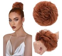TESS Chignon Capelli Veri Ricci Posticci Donna con Elastico Hair Bun Finto Gonfio Extension Accessori Capelli 30g #33 Ramato Scuro