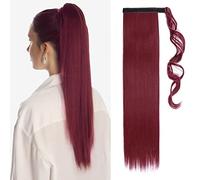 TESS Codino a coda di cavallo naturale 60 cm, capelli naturali lisci rossi (#118/M130M) coda di cavallo finta, 90 g