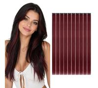 TESS Extension Capelli Colorati con Clip 10 Ciocche Lunghe 55cm (80g) per Halloween Natale Cosplay Party Feste - Bordeaux